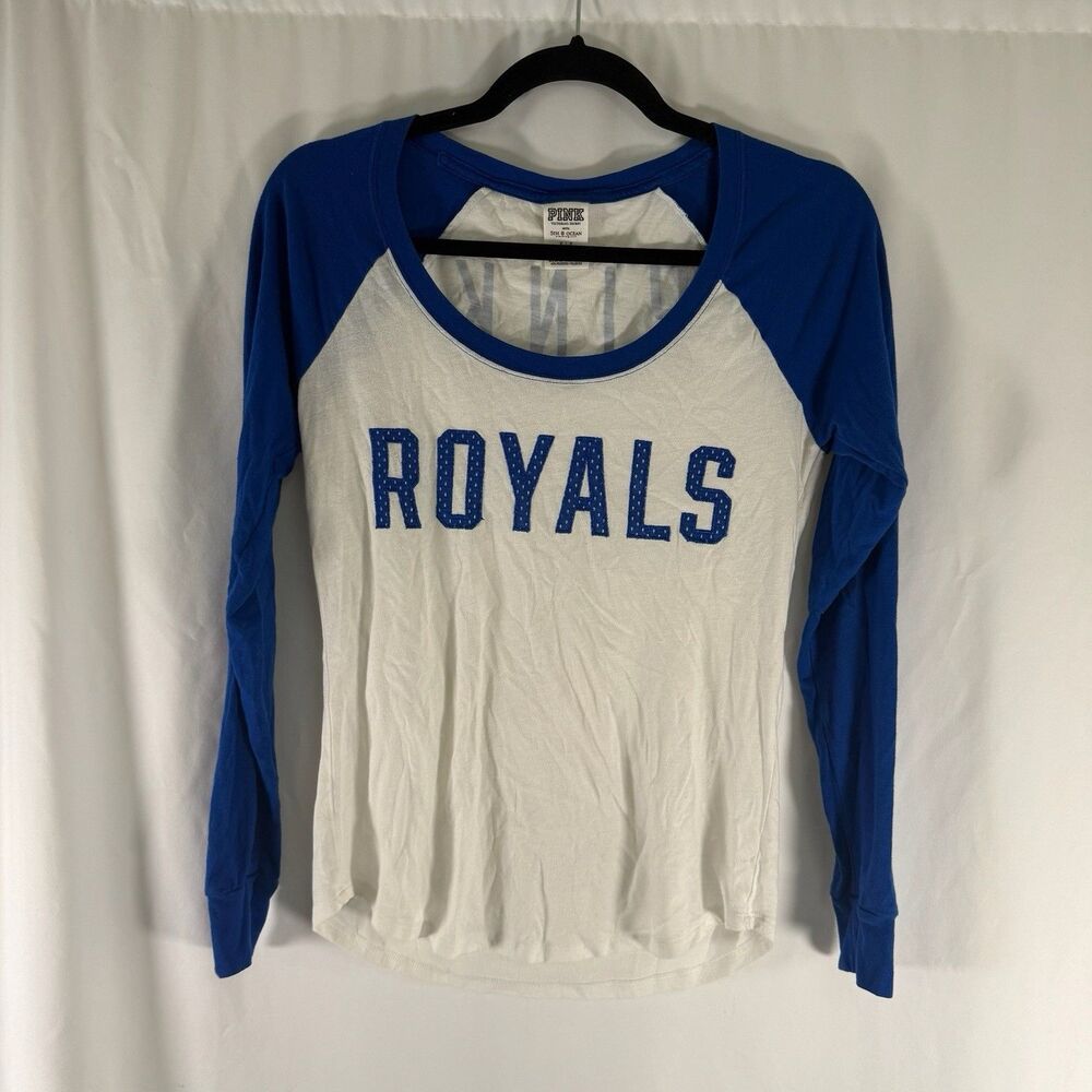 Royals Pink Victoria's Secret Top Women's Small Blue Long Sleeve Lightweight